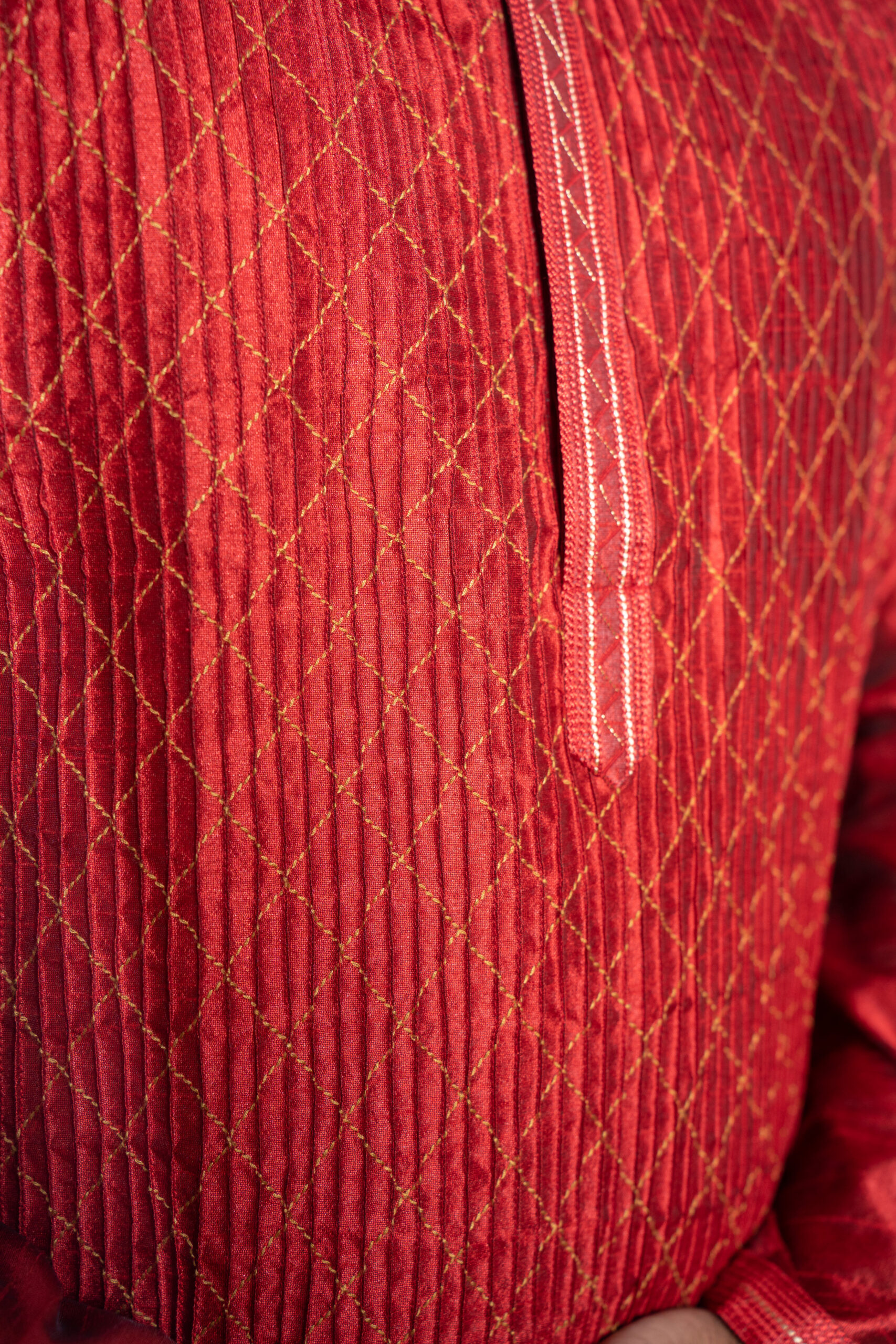 Red Full Body DK Work Silk Kurta Set