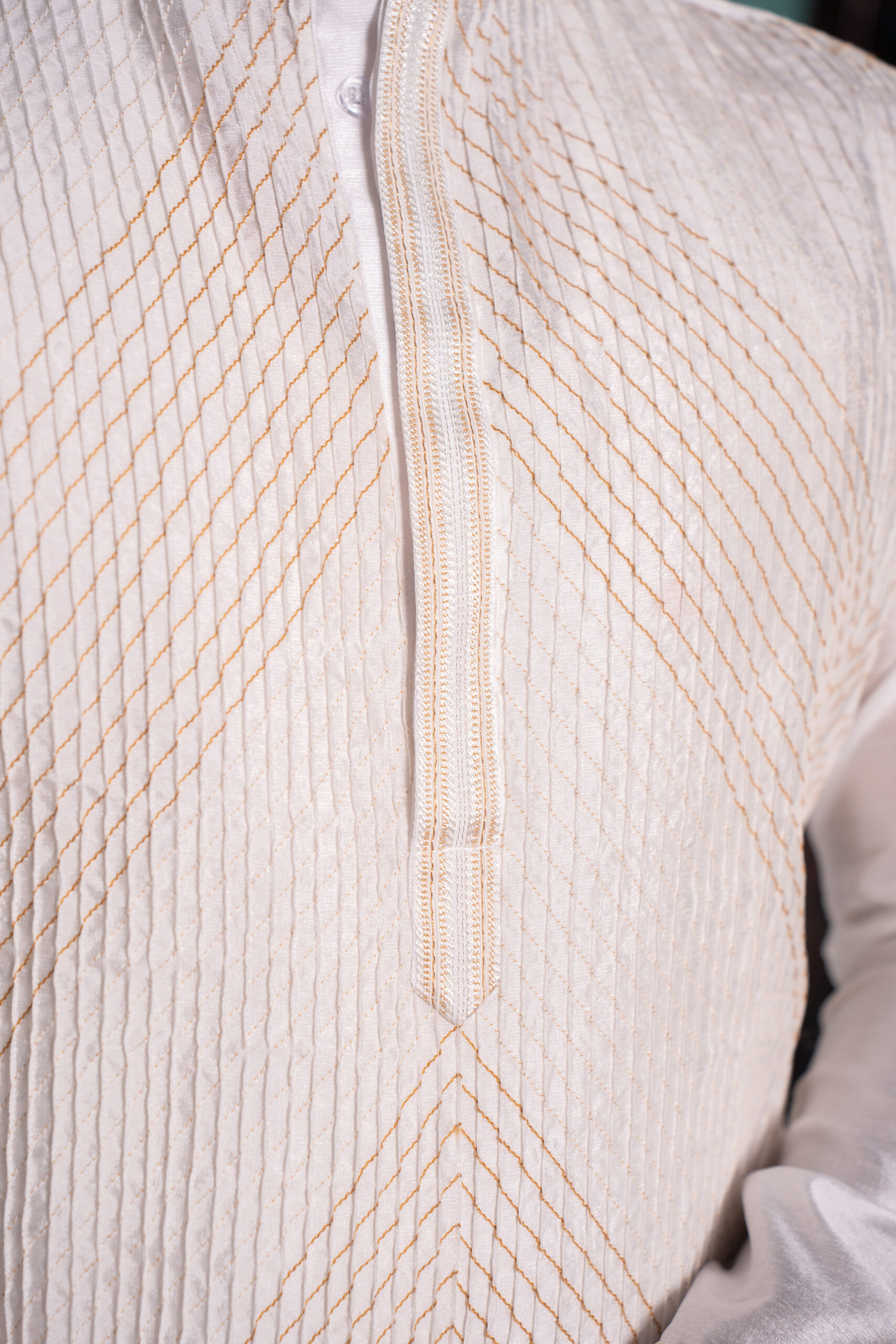White Full Body DK Work Silk Kurta Set