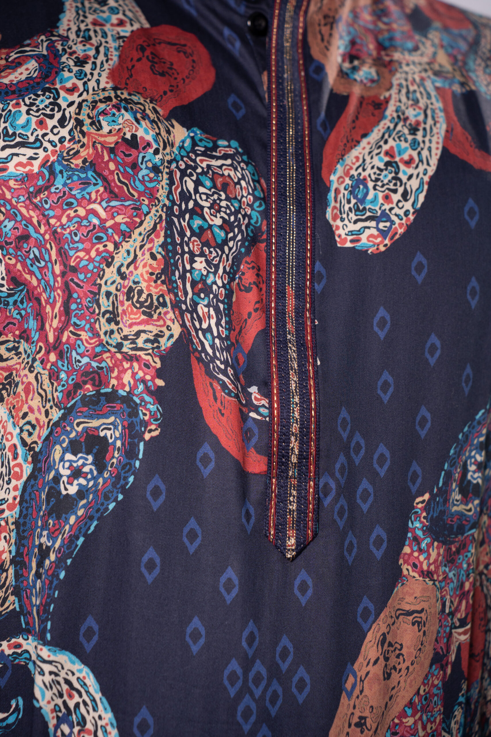 Cotton Print DK Work Men's Kurta Set