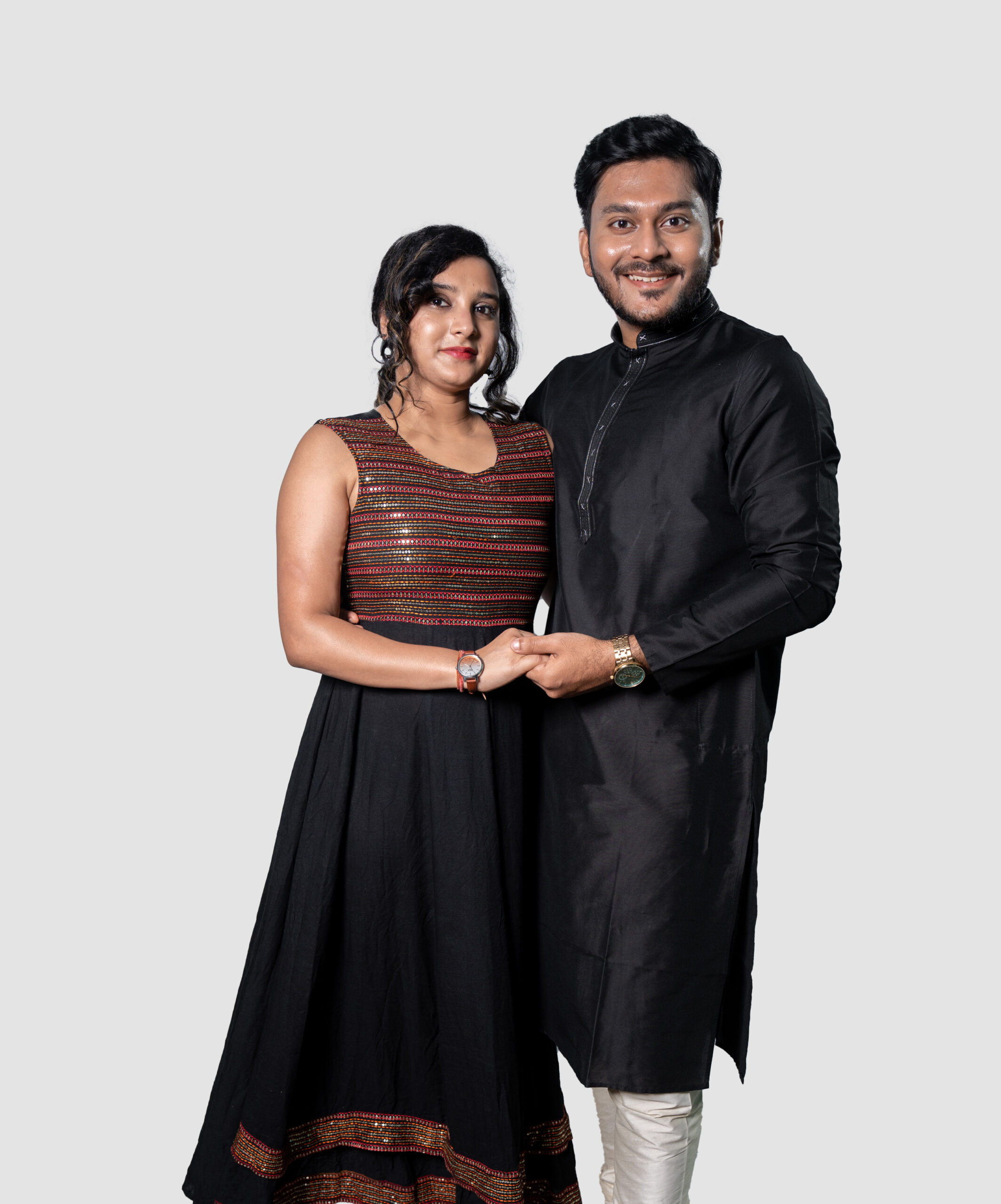 Black Rion Fabric DK Work Men's Kurta Set
