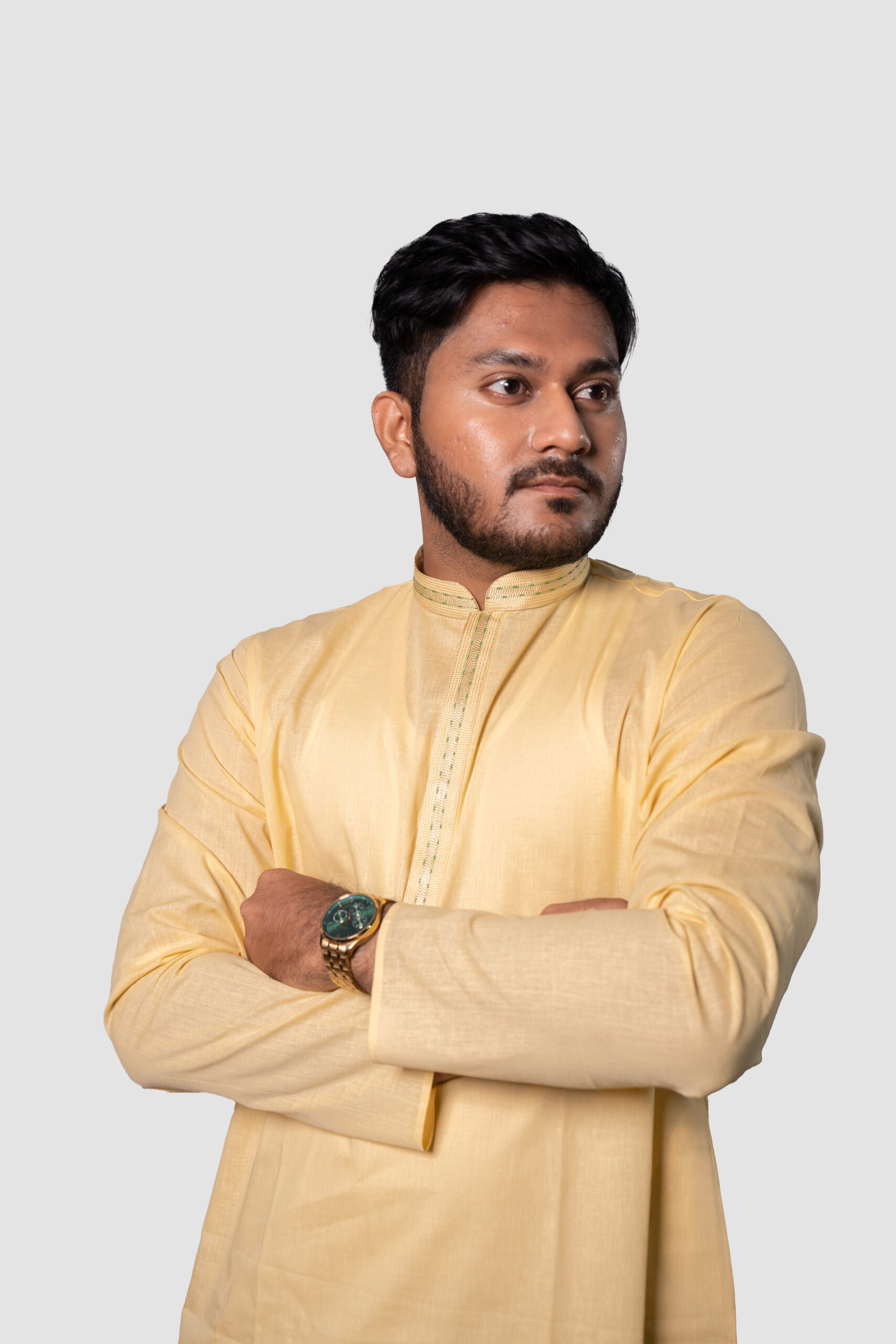 Golden Colour Cotton Kurta Set