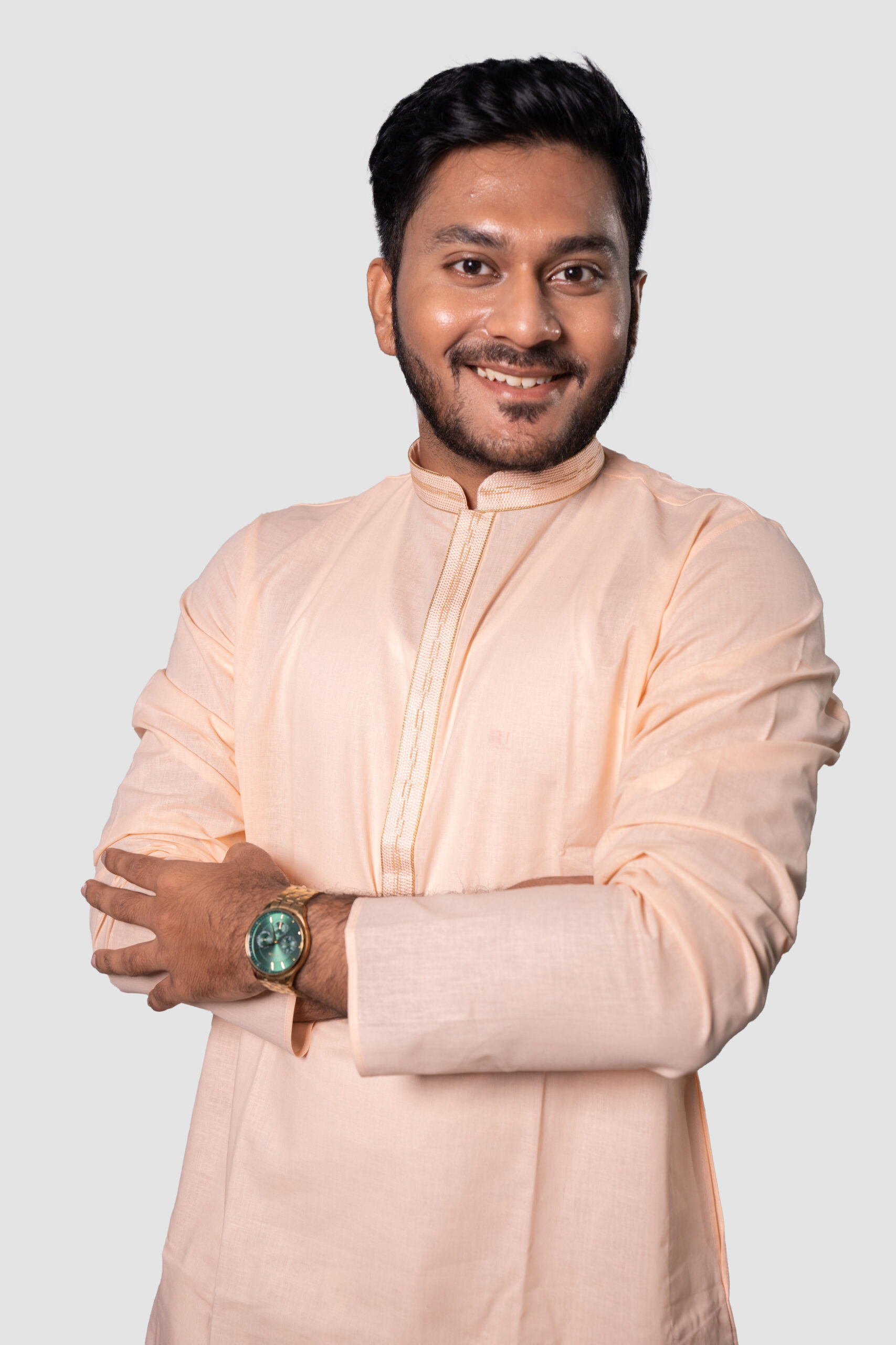 Peach Colour Cotton Kurta Set
